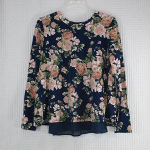 BOBEAU FLORAL LONG SLEEVE TOP SIZE LARGE
